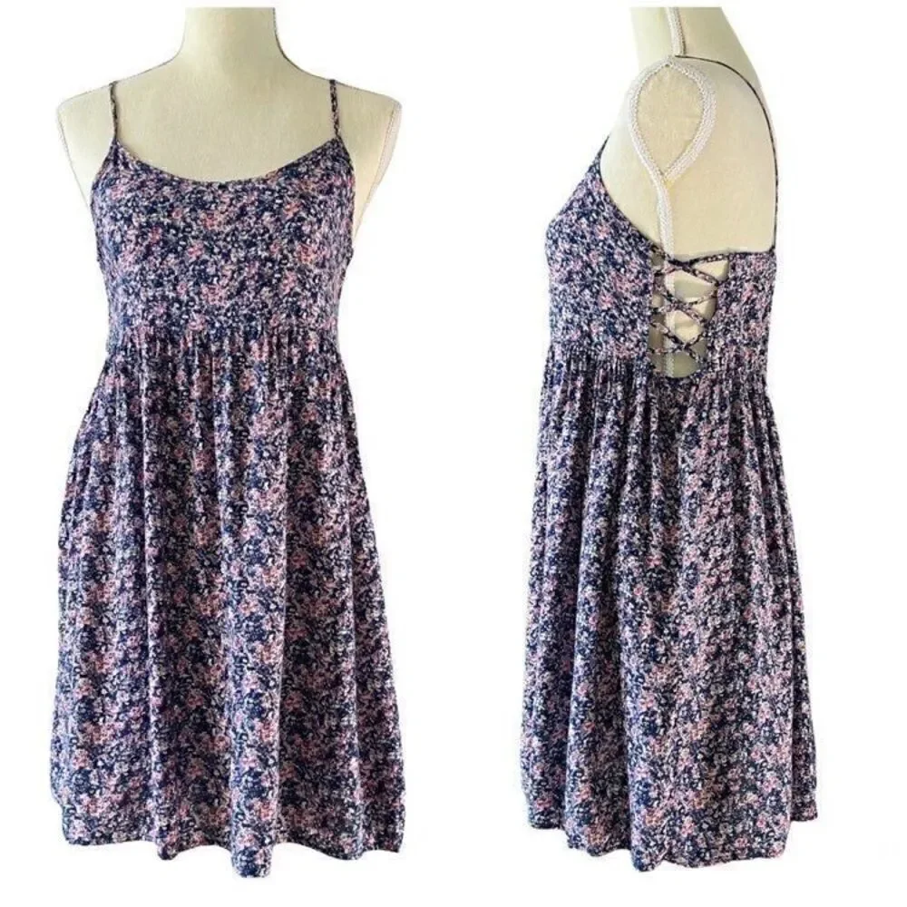 Elodie Floral Lattice Sides Mini Summer Dress S